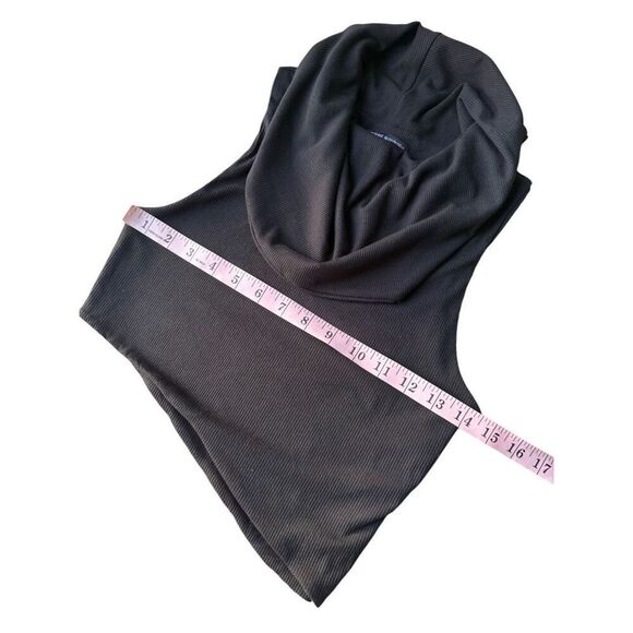 Naked Wardrobe Ribbed Sleeveless Cowl neck Asymmetrical Crop Top In Black - Picture 8 of 9